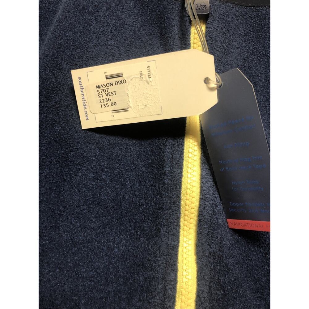 SOUTHERN TIDE Navy Blue CAMBRIDGE Full Zip Fleece VEST Jacket Mens LARGE NEW - Picture 6 of 12